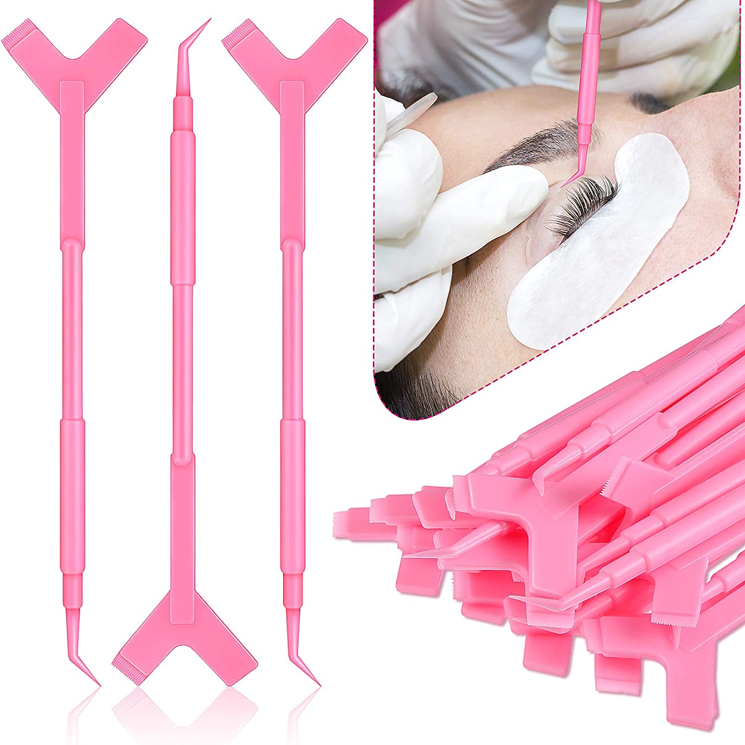 pink lashes lift brushes